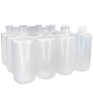 Eisco Labs: Pack of 12, 500ml Narrow Mouth LDPE Translucent Reagent Bottles with Polypropylene Caps, Non-Sterile, Leak-Proof, Chemical Resistant -100 to 80°C Temperature Range_main