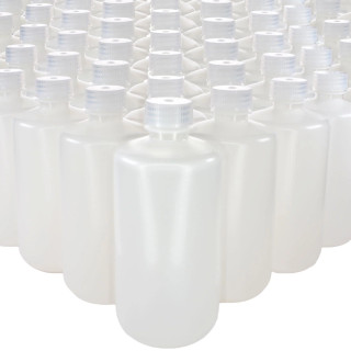 Eisco Labs: Bulk Pack of 125, 500ml Narrow Mouth HDPE Translucent Reagent Bottles with Polypropylene Caps, Non-Sterile, Leak-Proof, Chemical Resistant -100 to 120°C Temperature Range_main
