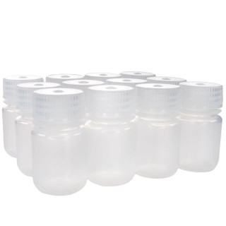 Eisco Labs: 30ml Wide Mouth Polypropylene Translucent Reagent Bottles with Polypropylene Caps, Pack of 12, Non-Sterile, Autoclavable, Leakproof 0-135°C Temperature Range_main