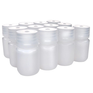 Eisco Labs: 30ml Wide Mouth LDPE Reagent Bottles with Polypropylene Caps, Pack of 12, Non-Sterile, Translucent Laboratory Containers, -100 to 80°C Temperature Range_main