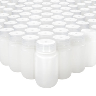 Eisco Labs: Bulk Pack of 500, 125ml Wide Mouth HDPE Reagent Bottles with Polypropylene Caps, Non-Sterile, Lab Containers for Chemicals and Samples, -100 to 120°C Temperature Range_main