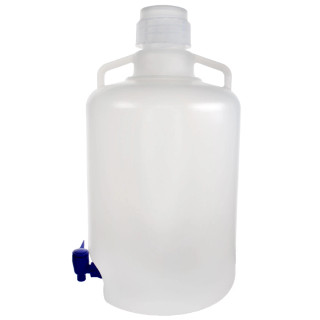 Eisco Labs: 20L Polypropylene Carboy with Silicone-Lined Cap and Spigot, Autoclavable, Leakproof Tested, Non-Sterile, 0-135°C Temperature Range_main
