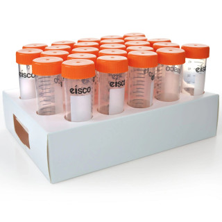Eisco Labs: Pack of 25, 50ml Sterile Centrifuge Tubes, Polypropylene, Flat Cap, Lab-Grade, Racked_main