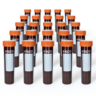 Eisco Labs: Pack of 25, 50ml Non-Sterile Amber Centrifuge Tubes, Polypropylene, Flat Cap, Lab-Grade, Self-Standing_main