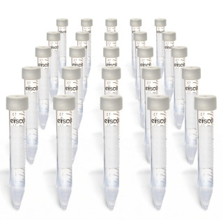 Eisco Labs: Pack of 25, 15ml Sterile Centrifuge Tubes, Polypropylene, Flat Cap, Lab-Grade, Heavy Metal-Free_main