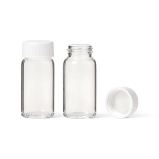 Scintillation Vials, 20 ml, With Unattached White Urea Cap (Size 22-400) And Cone Shaped Liner, PK/500_main