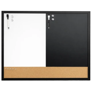 24 x 36 3-in-1 Aluminum Framed Combo Board Kit – Cork, Magnetic Chalk & Dry Erase_main