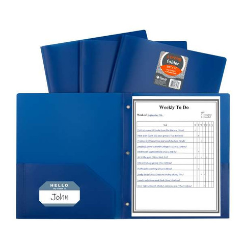 Darice 24-Pack 2-Pocket Plastic Folders - Letter Size, 3-Prong, Business Card Slot, 6 Colors, Waterproof