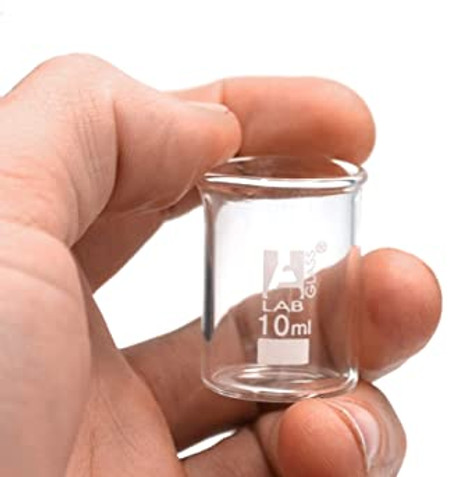 12 pack -10ml Beakers - Griffin Style, Low Form with Spout - Ungraduated - Borosilicate 3.3 Glass