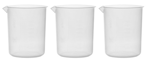 3 Pack Plastic Beakers, 1000ml - Polypropylene
