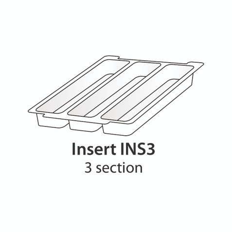 Gratnells F1 Tray Inserts, 3 Compartments, Gray, Organizing Accessory, Fits Shallow F1 Trays (6 Pack)