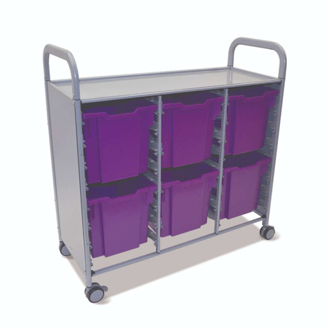 Gratnells Callero Triple School Activity Cart Silver 6 Jumbo Plum
