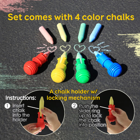 4 Jumbo Sidewalk Chalks & 1 Chalk Holder 24 Packs