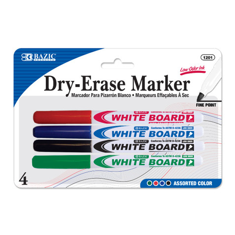 Assorted Colors Fine Tip Dry-Erase Markers (4/Pack) 24 Pack