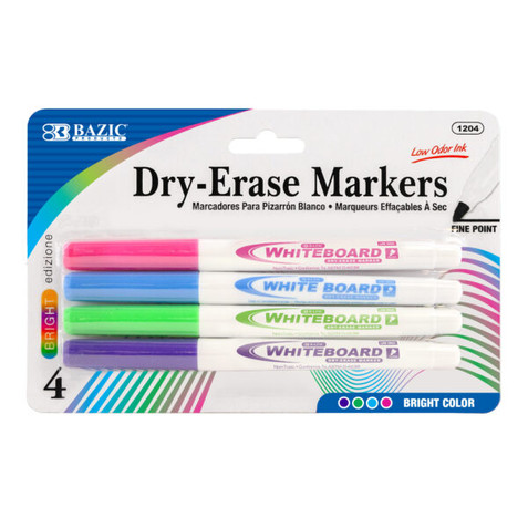Bright Colors Fine Tip Dry-Erase Markers (4/Pack) 24 Pack