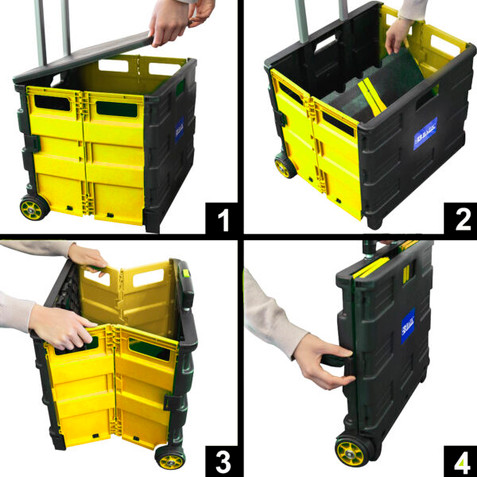 16"X18"X15" Yellow Folding Cart on Wheels w/Lid Cover 3 Pack 
