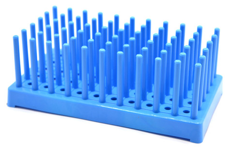 Blue Plastic Test Tube Peg Drying Rack Holds 50 16mm Test Tubes - 225018