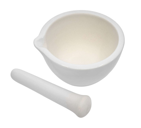 Porcelain Mortar & Pestle Set, 30oz - Heavy Duty Pattern - Unglazed Grinding Surface 225072