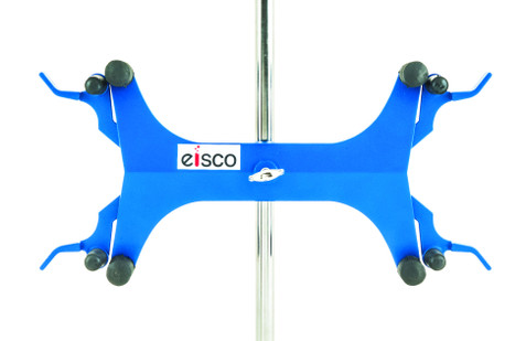 The Eisco Labs Burette/Tube Clamp, Double, High Strength Alloy is a high-quality laboratory clamp that is designed to hold objects securely in place. The clamp features spring-loaded, high-strength alloy jaws that can hold objects up to 7/8" in width/diameter. The clamp is also powder-coated for a long-lasting finish.