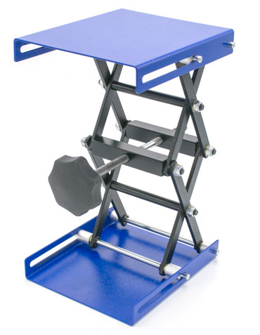 This is a laboratory scissor jack. It can hold up to 55 lbs. (25kg) and lifts to a maximum height of 10" (25cm).
