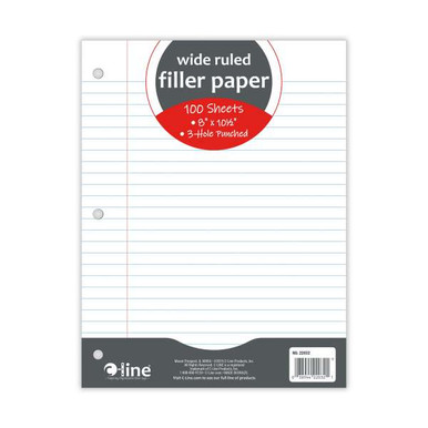 Filler Paper, Wide Ruled, 8 x 10-1/2, 100/Pack (Set of 36 PK) | Geyer ...