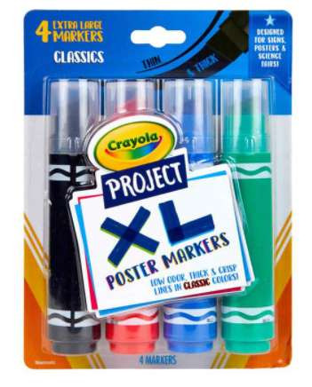 Crayola Project 4 ct. XL Markers, Classic Colors | Geyer