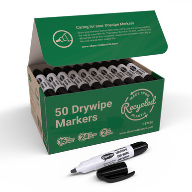Show-Me Black Dry Erase Markers, 50-Pack, Bullet Tip