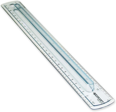 12 Inch Smoke Finger Grip Ruler with Inch & Metric Scale