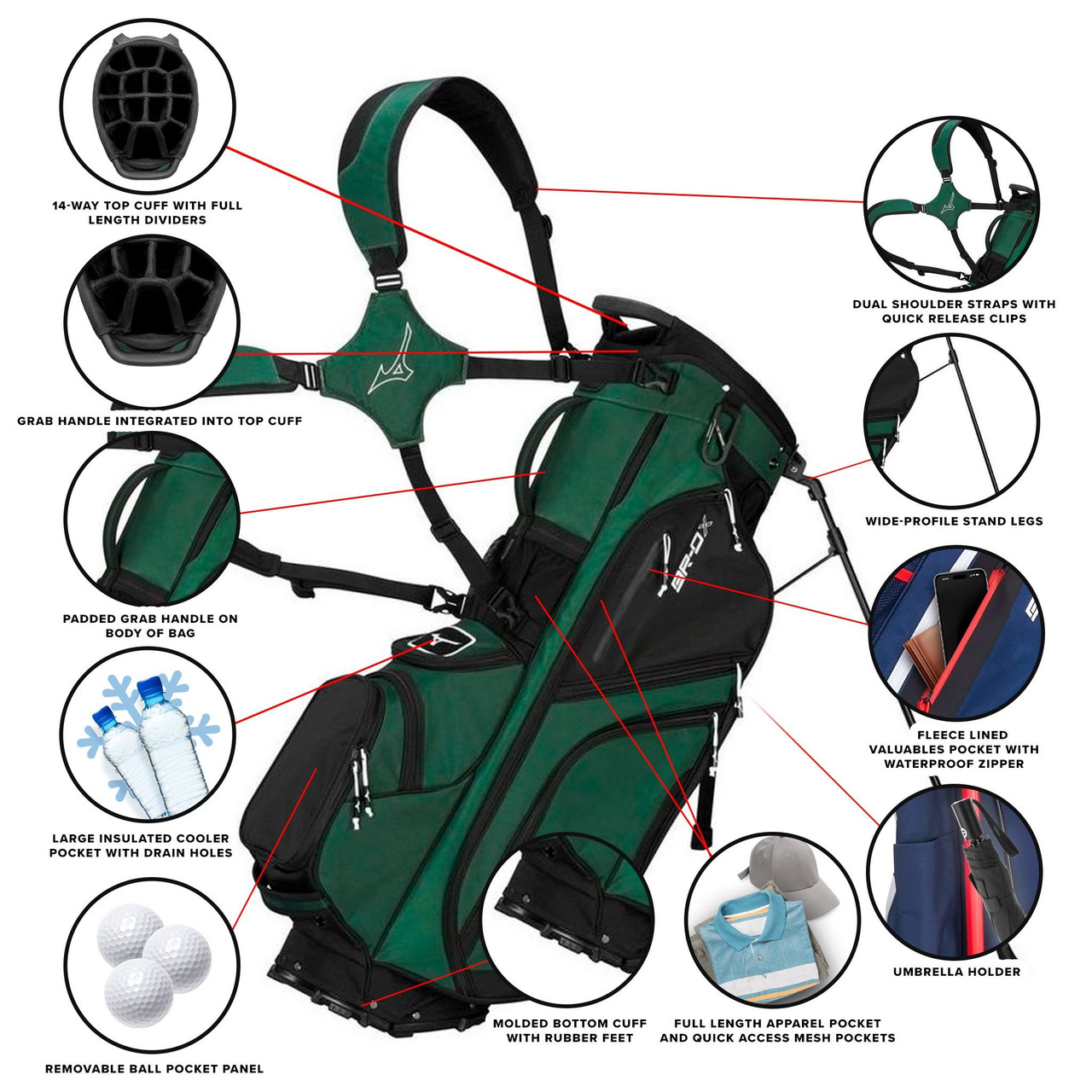 ※Kazurenoma GOLF NYLON VNECK Mizuno Golf BR-DX Hybrid Stand Bag | GolfBags.com