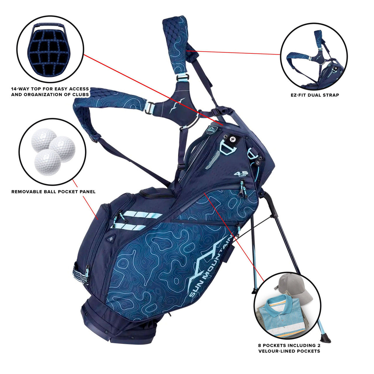 SUN MOUNTAIN ゴルフバッグ Sun Mountain Golf 4.5LS VLO Stand Bag | GolfBags.com