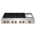 Table de cuisson au gaz de style commercial KitchenAid® à 6 brûleurs avec plaque chauffante - 48 po KCGK948TSS
