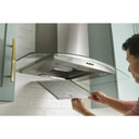 Whirlpool® Hotte de cuisinière murale incurvée en verre - 30 po WVW51UC0LS