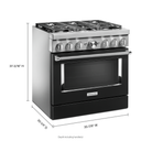 Cuisinière commerciale intelligente bicombustible KitchenAid®, 6 brûleurs, 36 po KFDC506JBK