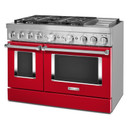 Cuisinière commerciale intelligente bicombustible KitchenAid® avec plaque chauffante, 48 po KFDC558JPA