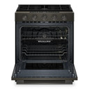 Kitchenaid® Cuisinière au gaz coulissante intelligente avec modes de cuisson à convection et brûleur 2 en 1 - 5 pi cu KSGS530SBE