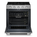 Kitchenaid® Cuisinière au gaz coulissante intelligente avec modes de cuisson à convection et brûleur 2 en 1 - 5 pi cu KSGS530SPS