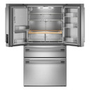 Kitchenaid® Réfrigérateur à portes françaises avec distributeur d’eau et de glaçons extérieur et tiroir réfrigéré pleine largeur FreshChill™ - 29 pi cu KRMF436SPS