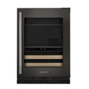 Kitchenaid® Centre de rafraîchissements avec porte en verre et porte-bouteilles à devant en bois - 24 po KUBR524SBE