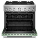 Kitchenaid® Cuisinière bicombustible de style commercial à 6 brûleurs avec mode de friture à air sans préchauffage de 36 po KFDS936SDC