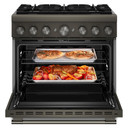Cuisinière bicombustible de style commercial à 6 brûleurs avec mode de friture à air sans préchauffage KitchenAid® de 36 po KFDS936SBE