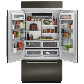 Kitchenaid® Réfrigérateur encastré à portes françaises en inox avec design intérieur platine et fini PrintShieldTM - 24.2 pi cu - 42 po KBFN502EBS