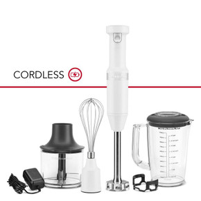 Kitchenaid® Mélangeur à main sans fil à vitesses variables avec fouet et hachoir KHBBV83WH