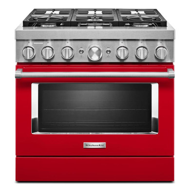 Cuisinière commerciale intelligente bicombustible KitchenAid®, 6 brûleurs, 36 po KFDC506JPA
