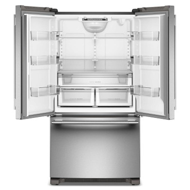 Kitchenaid® Réfrigérateur à portes françaises, profondeur standard et distributeur intérieur de 25 pi cu - 36 po KRFF136SPS