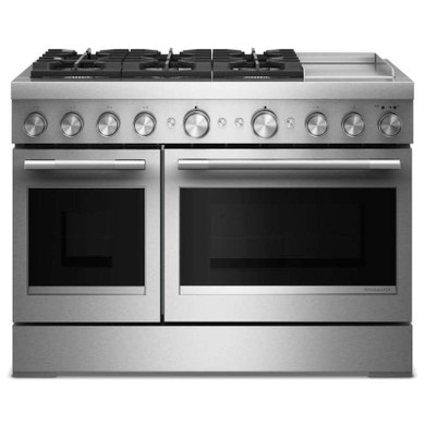Kitchenaid® Table de cuisson bicombustible à 6 brûleurs avec plaque chauffante de 48 po KFDD948SSS