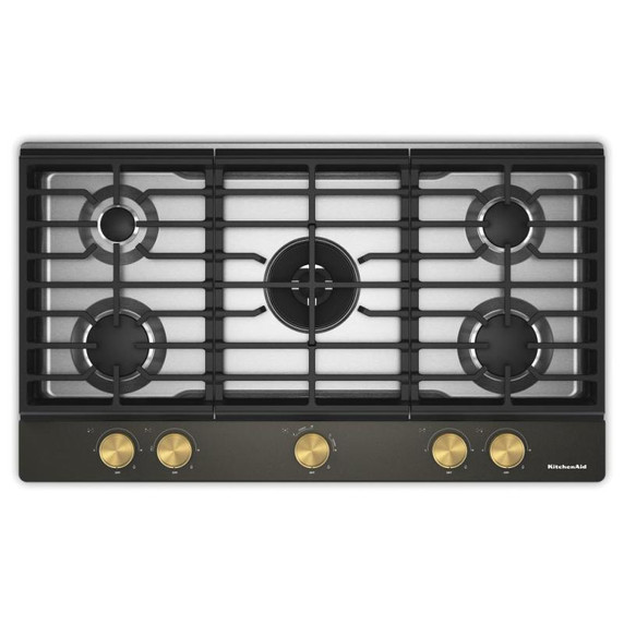 Kitchenaid® Table de cuisson au gaz à surface en métal avec grille pour wok intégrée et fini CookShield™ KCGK736SBE