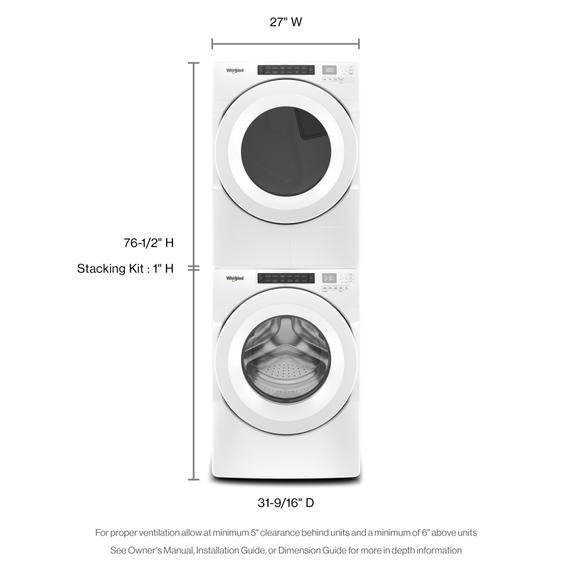 Whirlpool® Laveuse à chargement frontal avec option de lavage rapide - 5.2 pi cu WFW5605MC