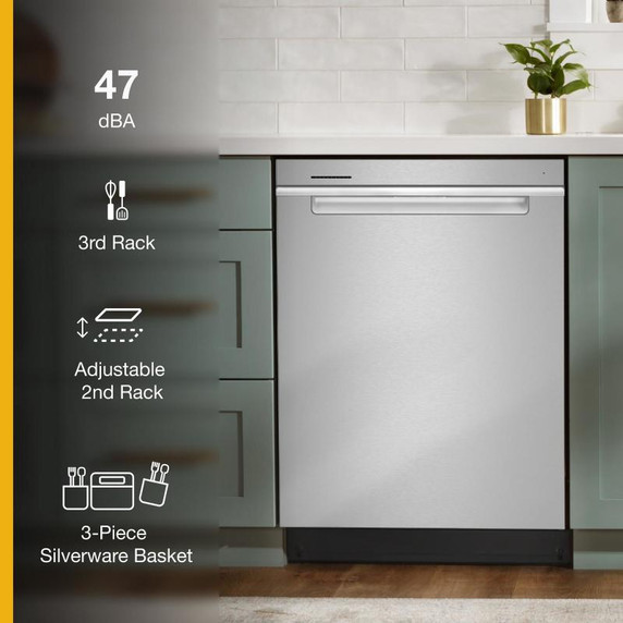 Whirlpool® Lave-vaisselle en acier inoxydable avec système de lavage à IA - 24 po - 47 dBA WDTA50SAKZ