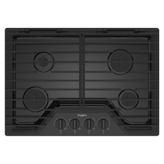 Whirlpool® Table de cuisson au gaz avec grilles en fonte à charnière EZ-2-Lift™, 30 po WCGK5030PB