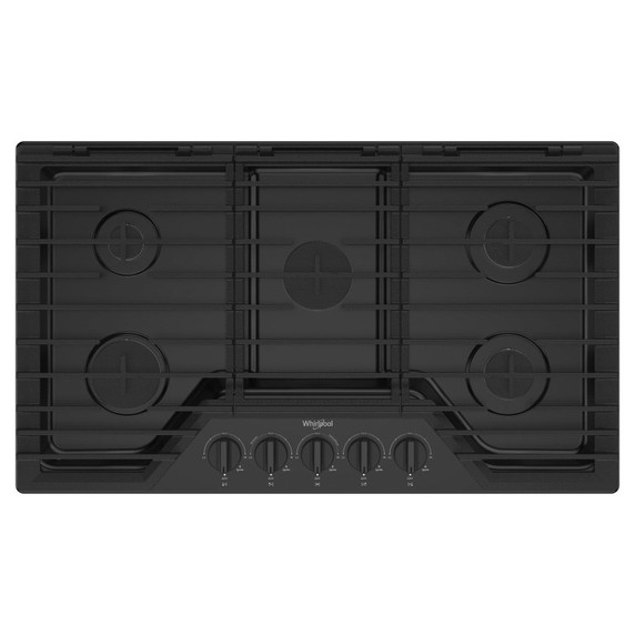 Whirlpool® Table de cuisson au gaz avec grilles en fonte à charnière EZ-2-Lift™, 36 po WCGK5036PB